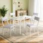 HUAHUU Dining Table Set for 4, Extendable Kitchen Table Cushion Chairs Set of 4, Rectangle Dining Table with Metal Frame & MDF Board, Folding for Small Apartment Saving Space, White - color: White