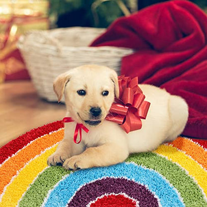 Panstar Rainbow Bath Mat for Bathroom, Luxury Absorbent Bathroom Mats Non Slip, Cute Colorful Striped Bathtub Rug Fun Fluffy Shower Rugs Washable