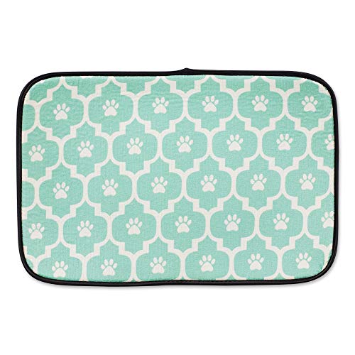 Bone Dry Machine Washable, Ultra Absorbent Pet Mat, 12x18, Aqua/Off-White Lattice - color: Aqua/Off-White Lattice, size: 12"L x 18"W
