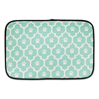 Bone Dry Machine Washable, Ultra Absorbent Pet Mat, 12x18, Aqua/Off-White Lattice - color: Aqua/Off-White Lattice, size: 12"L x 18"W