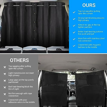 XCBYT Car Privcay Curtains - Car Camping Divider Curtains with Stainless Steel Adjustable Length Crossbar Window Shades for Van SUV Pickup Truck Travel Nap Camping - color: Divider(Large Suede, 70.8")