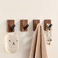 4 Pack Wooden Wall Hooks for Hanging, Adhesive Mounted & Wall Mount Boho Decorative Walnut Wood Coat Hooks for Towel Clothes Blanket Hat Backpack Robe Nursery Door Board Entryway Key Holder - size: 3.1 inches