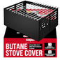 Chef Master Butane Stove Cover - Universal Fit for Any Standard Size - Premium Black Steel Collapsible Camp Wind Guard - Camping Windscreen & Grill Wind Blocker Panel - Outdoor Cooking Accessory 90278 - size: Black Steel
