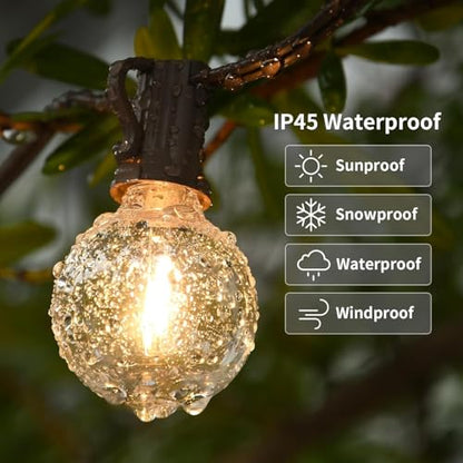 100FT 2Pack Outdoor String Lights LED Outside Waterproof Patio Lights Backyard Heavy-Duty Shatterproof Plastic G40 Bulbs Connectable Globe Light Decor Yard Café Exterior - size: 100FT-Brown