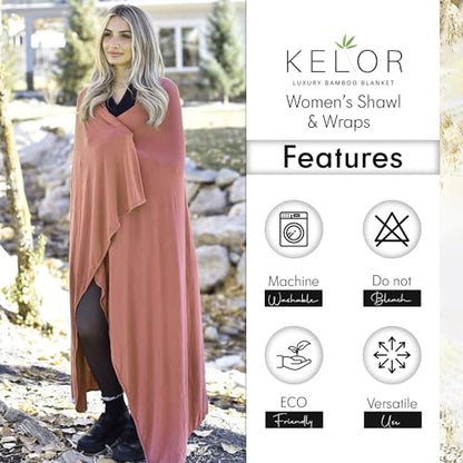 K E L O R Luxury Cooling Travel Blanket - Stretchy, Lightweight Soft & Breathable Shawl Wraps for Women - color: Blush Pink, size: Single-Sided