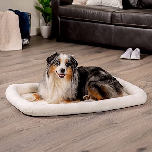 Furhaven Dog Bed for Large Dogs, 100% Washable, Sized to Fit Crates - Sherpa Fleece Bolster Crate Pad - Cream, Extra Large/XL - color: Cream, size: X-Large