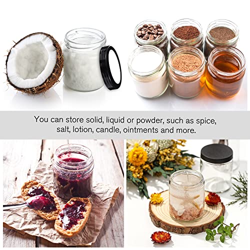Small Glass Jars with Lids, 4 oz Glass Jars with Plastic Woodgrain Lids & Inner Liners, Reusable Travel Cosmetic Containers for Creams, Makeup, Lotion, Spice- 2 pack - color: Clear-2 Pack-4oz