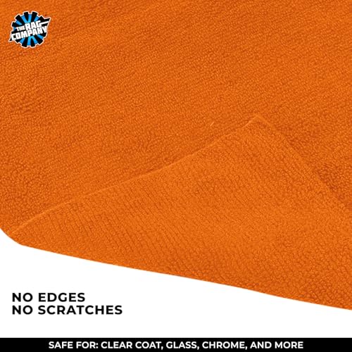 The Rag Company - Edgeless 365 Microfiber Towels (10-Pack) Premium 70/30 Blend, Professional Polishing, Wax Removal, Auto Detailing, 365gsm, 16in x 16in, Orange - color: Orange