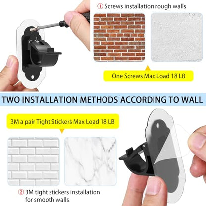 No Drill Curtain Rod Brackets， No Drill Needed Curtain Rod Holders, Adhesive Curtain Rod Holder，Multipurpose Nail Free Stick on Curtain Rod Hooks Self Adhesive Rod Holder Hooks（Black 4Pcs） - color: Black-4pcs