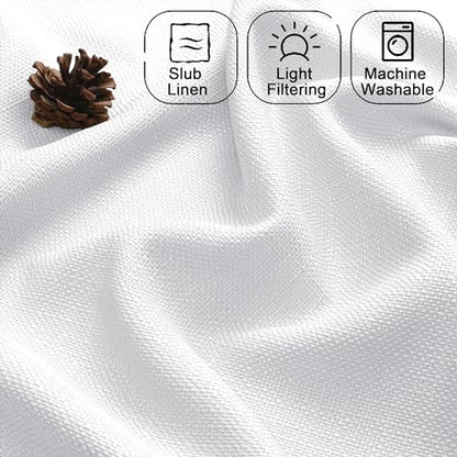 Chyhomenyc White Faux Linen Slub Textured Semi Sheer Small Window Kitchen Valance Curtain, Rod Pocket Cafe Valance for Bathroom Laundry Basement, 30Wx14L inch, 2 Piece - color: White, size: 30"W x 14"L (Pack of 2)