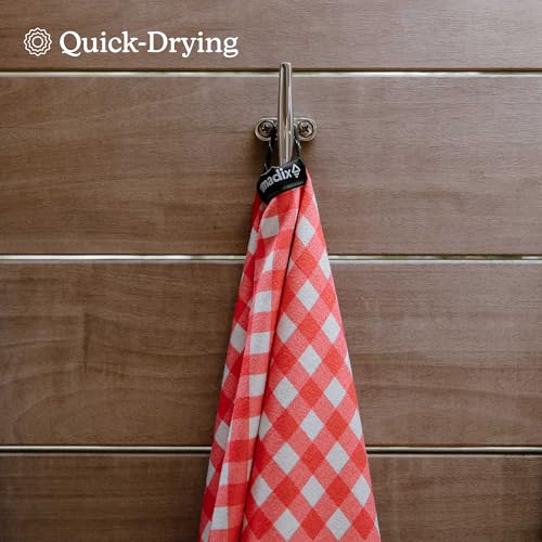 Nomadix Original Towel - Perfect for Beach, Pool, Travel, Camping, Yoga - Made with Recycled Materials - Super Absorbent - Sand Resistant - Gingham Red - 72.5x30 - color: Gingham Red