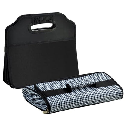 Picnic at Ascot 3 Section Folding Trunk Organizer- with Removable Cooler- Designed & Quality Approved in the USA - color: Houndstooth