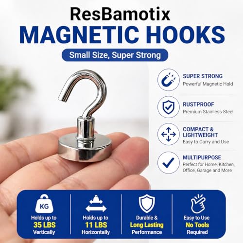 Magnetic Hooks for Cruise Cabins, Strong Neodymium Magnets | Strong Magnetic Hold | No Drill Installation | Cruise Cabin Essential | Includes Adhesive Metal Plates - size: 8 Pack with Metal Plates