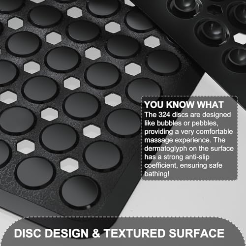 TEESHLY Bath Mat for Tub & Shower, Non Slip Soft Bathmat with Suction Cups & Drain Holes, Machine Washable Bathtub Floor Liner Mats for Bathroom, 35x16 Inch, Black - color: Black (Opaque)