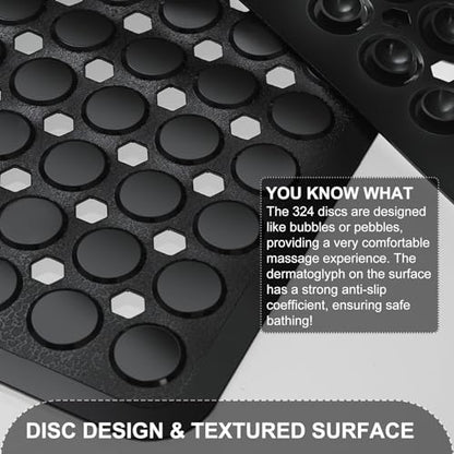 TEESHLY Bath Mat for Tub & Shower, Non Slip Soft Bathmat with Suction Cups & Drain Holes, Machine Washable Bathtub Floor Liner Mats for Bathroom, 35x16 Inch, Black - color: Black (Opaque)