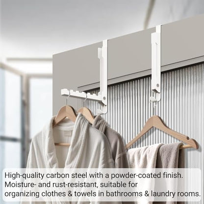 Over The Door Hooks, Heavy Duty 7-Hook Metal Door Hanger for Coats, Clothes Drying Rack, Extra Large Hook for Bags, Foldable Portable Space Saving - Entryway Bedroom Laundry Room Travel, White - size: 1 Pack