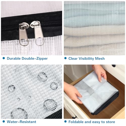 Fixwal Blanket Storage Bags With Zipper, 40L Mesh Clear Closet Organizers and Storage Containers for Bedding Duvet Comforter Underbed, 4 Pack - size: 40L