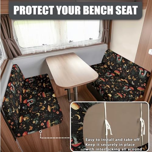 Butterfly Mushroom Print RV Dinette Cushion Covers 3 Pieces Scratch-Resistant Camper Seat Covers with Pillowcase, Dinette Booth RV Couch Cover Loveseat Sofa Chair Cover - color: Butterfly Mushroom