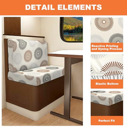FUANGUI RV Dinette Cushion Covers - Stretch Camper Cushion Booth Seats Replacement - Washable Sofa Furniture Protector (C35, 2 Bench & 2 Backrest Cover) - color: C35