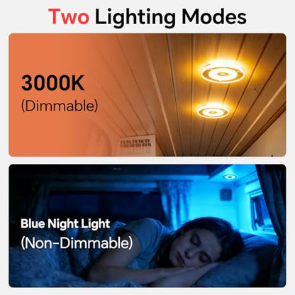 2 Pack 12V LED Ceiling Dome Light 400LM, 4.75" Dimmable Interior Light for RV Boat Camper Van Travel Trailer Truck Sailboat Interior Lighting,Surface Mount & Touch Switch (Warm White) - color: 4.75" Warm White