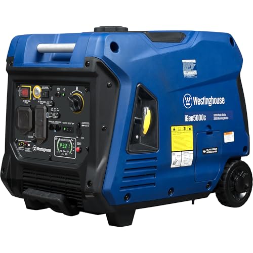 Westinghouse 5000 Peak Watt Super Quiet Portable Inverter Generator, Remote Electric Start with Auto Choke, RV Ready 30A Outlet, Gas Powered, CO Sensor, Parallel Capable - style: 5000 Watts - Gas Only - Remote Start