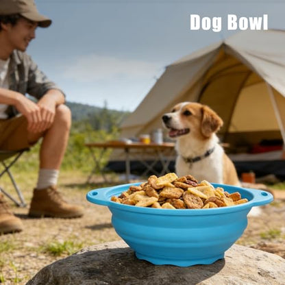 Collapsible Silicone Mixing Bowl - 1800ml(60 fl oz) - BPA Free, Dishwasher Safe, Non-Slip Base Salad Bowls for Kitchen, Camping & Travel (Blue) - color: Blue