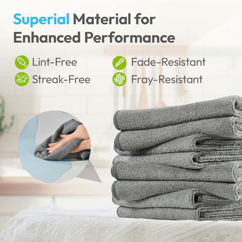 Microfiber Towels for Cars,24 Pack,12" x 12" Gray | Microfbier Cleaning Cloth Lint Free Scratch Free Super Absorbent For Kitchen Garage Window Automotive Car Rags - color: Gray