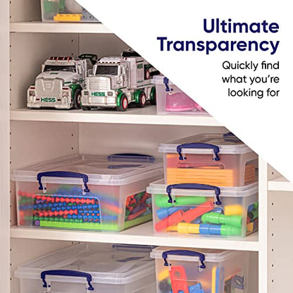 Superio Clear Storage Box with Lid, 22 Quart Plastic Container Bins for Organizing, Stackable Crate, Storage Bin Organizer for Home, Office, School, and College - size: 19" x 12.5" x 7.25"