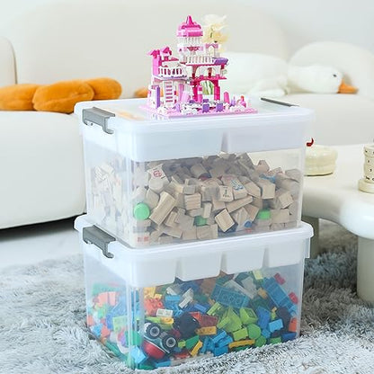 Citylife 17 QT Storage Box with Removable Tray Closet Organizers and Storage Clear Storage Container for Organizing, Craft, Tools, Files, Office Supplies, 4 Packs - size: 17 Qt- 4 Pack