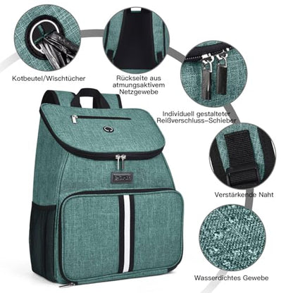 BAGLHER丨Dog Travel Bag, Airline Approved Pet Supplies Backpack, Dog Travel Backpack Accessories Set with 2 Silicone Collapsible Bowls and 2 Food Baskets. Green - color: Green-A