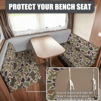 SEANATIVE RV Couch Cushion Cover Camper Dinette Sofa Cover Non Slip Travel Trailer Couch Protective Duck Camouflage Cover 2 Slipcovers RV Accessories for Inside - color: Duck Camouflage