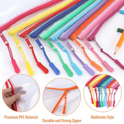 YOPCDJ 20PCS Mesh Zipper Pouch Bags Small, Zipper Pencil Pouches, 9.3 x 4.7 inch Clear Pencil Pouch Bulk, Clear Bags with Zipper for Travel Storage and Classroom Organization - size: A6, style: 25