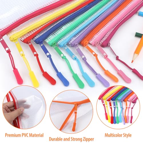 YOPCDJ 30PCS Mesh Zipper Pouch Bags Small, Zipper Pencil Pouches, 9.3 x 4.7 inch Clear Pencil Pouch Bulk, Clear Bags with Zipper for Travel Storage and Classroom Organization - size: A6, style: 30