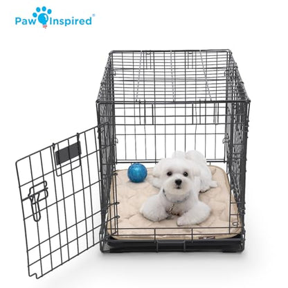Paw Inspired Washable Padded Crate Mats for Dogs | 23” x 17” Pad, Fits 24-inch Kennels | Leakproof, Waterproof Bottom, Plush Pet Beds (Gray) - color: Gray, size: 24 Inch