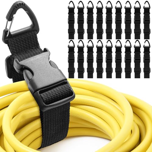 18 Pack 17 Inch Adjustable Extension Cord Holder Organizer with Triangle Clips for Garage Organization and Storage Heavy Duty Extension Cord Hanger for Men Workshop (Black) - color: Black