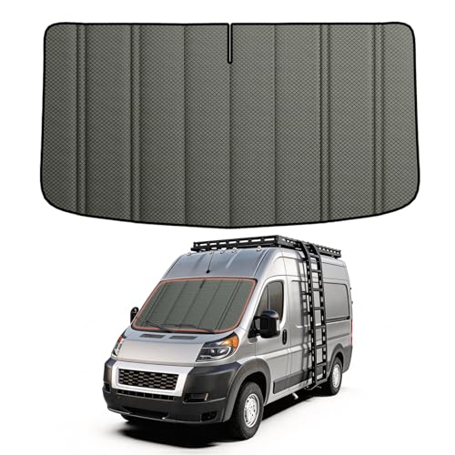 Extra-Thick Windshield Cover for Ram Promaster Van 2014-2026, Insulated Blackout Sunshade with XPE Foam & Thinsulate Cotton, AllSeasonGuard Pro - color: Gray - Pro, size: Windshield