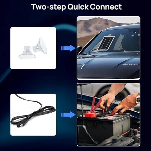 ECO-WORTHY 2.5W Solar Car Battery Charger Maintainer 12V Waterproof Solar Panel Portable Solar Trickle Charger for Car Truck Boat Lawn Mower RV Trailer Tractor Utility Vehicle Battery - size: 2.5W
