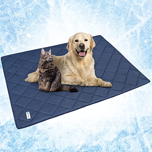 PetAmi Premium Cooling Dog Blanket | Lightweight Fluffy Pet Throw Blanket Bed Cover for Dogs, Cat, Puppies | Pet Blanket Furniture Protector Couch Sofa | Reversible Fuzzy Cozy | 90x90, Navy Blue - color: Navy Blue, size: Queen (90x90)