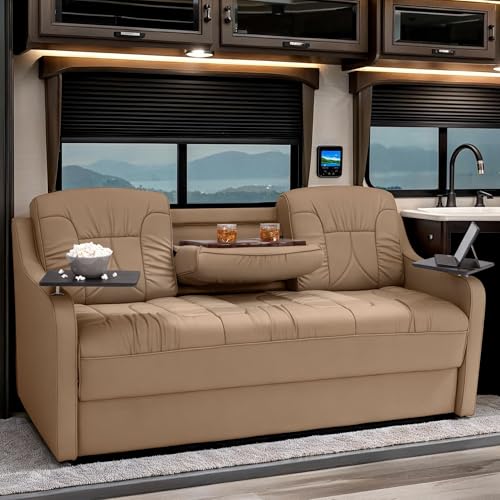 De Leon Console DX RV Sofa Bed, 78" Wide, Ultimate Leather, Light Sand - color: Light Sand, size: 78"