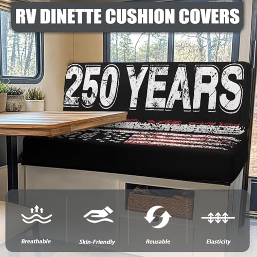 American Flag RV Dinette Cushion Covers Stretch Sofa Seat Slipcovers Washable Loveseat Sofa Furniture Protector Include 1 Bench & 1 Backrest Cover - color: 250 Years American Flag