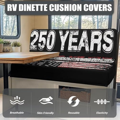 American Flag RV Dinette Cushion Covers Stretch Sofa Seat Slipcovers Washable Loveseat Sofa Furniture Protector Include 1 Bench & 1 Backrest Cover - color: 250 Years American Flag