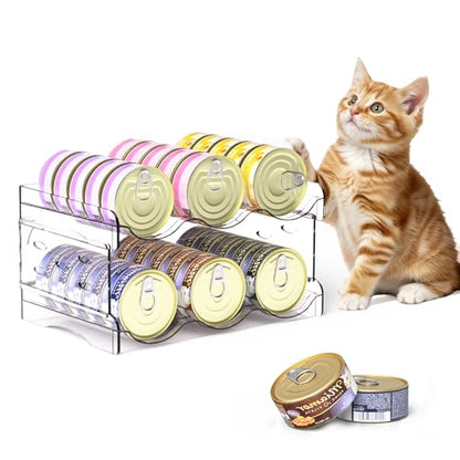 Flenpptly Cat Food Can Organizer, 2-Tier Cat Food Organizer, Transparent Can Organizer for Pantry, Canned Food Organizer Holds 30 (3oz) Cans, Pantry Can Organizer (2-Tier) - size: 2-Tier
