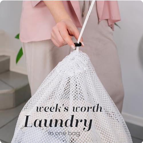 Handy Laundry Mesh Laundry Bag, Extra Large 24" x 36" – Heavy Duty, Machine Washable, Secure Drawstring Closure, Durable Mesh for Delicates, Travel, College Dorm, Storage, White - color: White