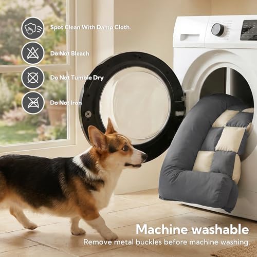 Soulbond Dog Bed for Car Back Seat, Soft Backseat Dog Bed Hammock, Non-Slip Pet Car Seat Cover for Back Seat, Pet Travel Bench Sofa for Cars/Small SUVs/Sedan, Dark Gray