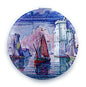 Mirror Small Fold Pocket Makeup Mirror Purple Cosmetic Mirror Handheld Variety Paul Signac Print Great Wedding Gift - color: Paul Signac