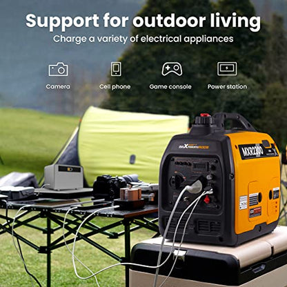 maXpeedingrods 2300W Portable Inverter Generator,40lbs,Gas Powered,Quiet Generator,Backup Power Supply for Outdoor Camping RV Ready,EPA/ISO Compliant - style: MXR2300+Gas+CO Sensor