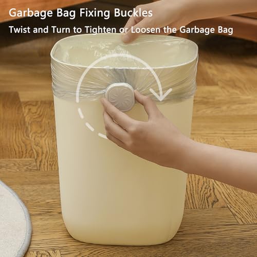 2 Pack Trash Bags Tuck Buckle Cinch Non-Slip Rotating Tightening Clips Instead of Elastic Bands Bag Liner Wrap Holder for Gabage Can Cylinder Waste Bin Kitchen Office Bedroom Bathroom