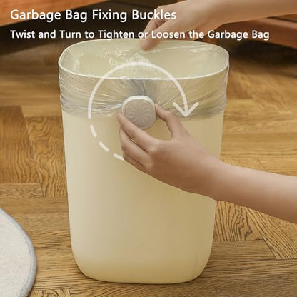 2 Pack Trash Bags Tuck Buckle Cinch Non-Slip Rotating Tightening Clips Instead of Elastic Bands Bag Liner Wrap Holder for Gabage Can Cylinder Waste Bin Kitchen Office Bedroom Bathroom