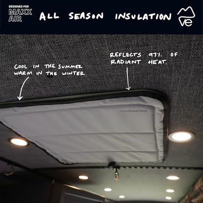 VanEssential Magnetic Insulated Roof Vent Sun Cover for MaxxAir Fan, Fantastic Fan 16.5" x 16.5" (CHARCOAL GRAY) - color: Charcoal Gray