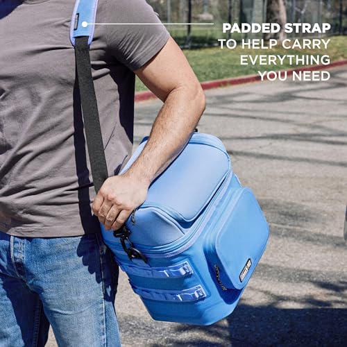 Coleman Pro 24-Can Premium Soft Cooler Lunchbox, Fully Insulated Lid & Body Stays Cold up to 35 Hours, Great for Camping, Tailgating, Parties, Sports, Concerts, Lunches & More - color: Blue Sky, style: 24-Can